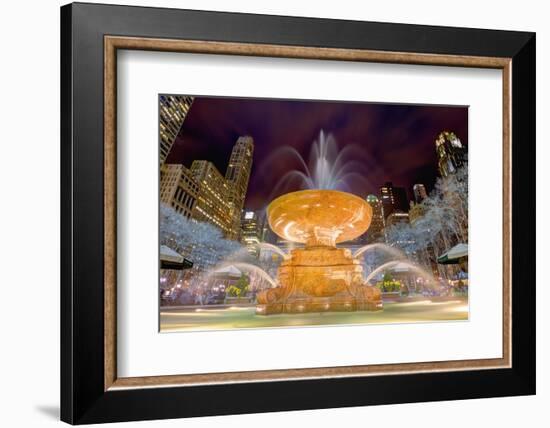 Fountain in Bryant Park in New York City.-SeanPavonePhoto-Framed Photographic Print