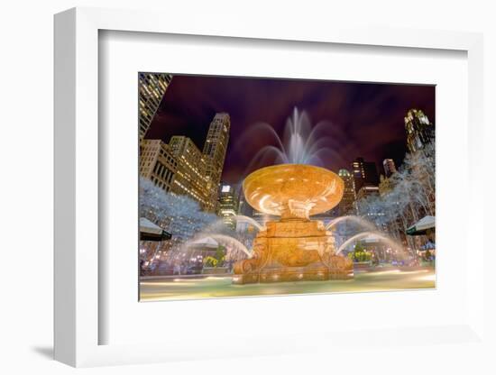 Fountain in Bryant Park in New York City.-SeanPavonePhoto-Framed Photographic Print