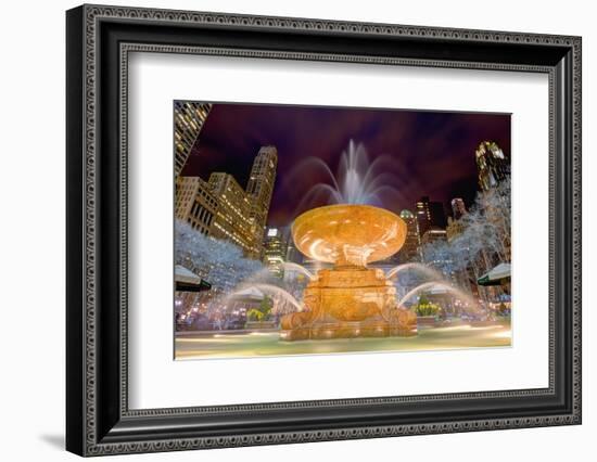 Fountain in Bryant Park in New York City.-SeanPavonePhoto-Framed Photographic Print