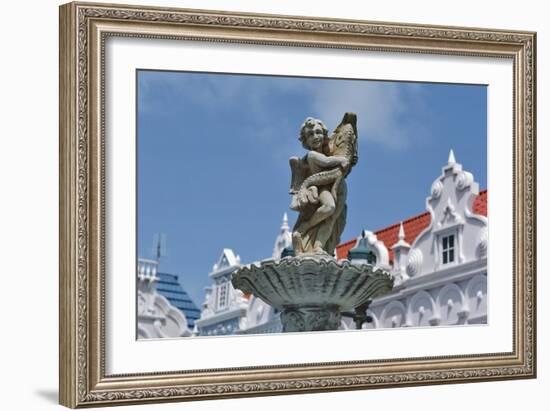 Fountain in Central Square of Oranjestad, Aruba, Netherlands Antilles-null-Framed Giclee Print