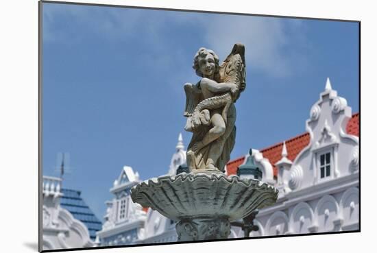 Fountain in Central Square of Oranjestad, Aruba, Netherlands Antilles-null-Mounted Giclee Print