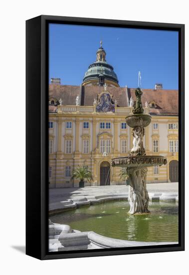 Fountain in courtyard of Abbey, Melk, UNESCO World Heritage Site, Lower Austria, Austria, Europe-Rolf Richardson-Framed Premier Image Canvas