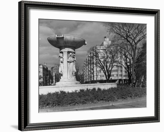 Fountain in Dupont Circle, with Dupont Plaza Hotel Visible in Background-Walker Evans-Framed Photographic Print