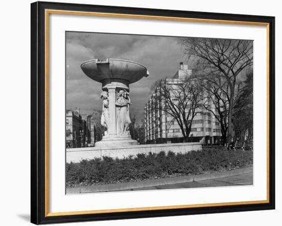 Fountain in Dupont Circle, with Dupont Plaza Hotel Visible in Background-Walker Evans-Framed Photographic Print