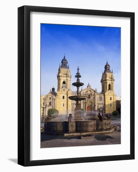 Fountain in Front of the Cathedral in Lima, Peru, South America-Charles Bowman-Framed Photographic Print