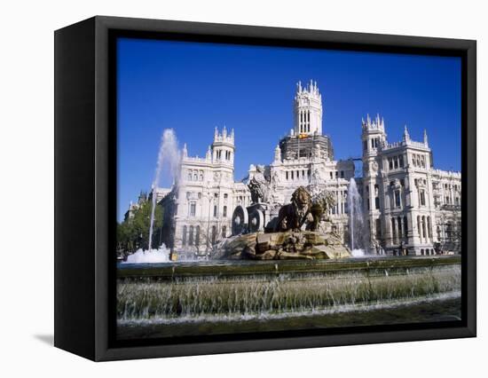 Fountain in Front of the Palacio De Comunicaciones, the Central Post Office, in Madrid, Spain-Nigel Francis-Framed Premier Image Canvas