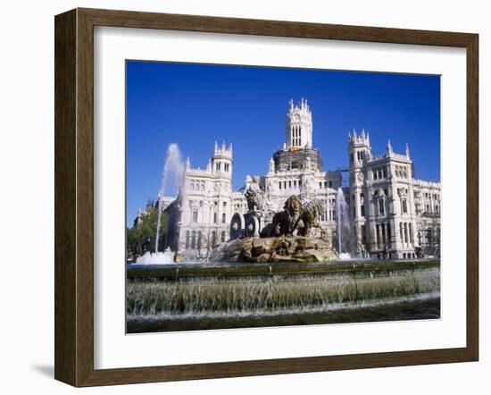 Fountain in Front of the Palacio De Comunicaciones, the Central Post Office, in Madrid, Spain-Nigel Francis-Framed Photographic Print