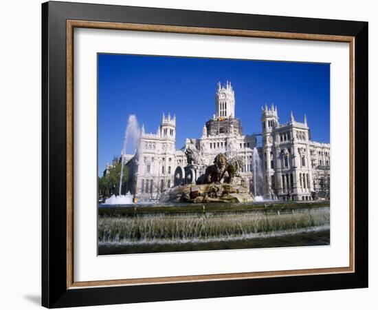 Fountain in Front of the Palacio De Comunicaciones, the Central Post Office, in Madrid, Spain-Nigel Francis-Framed Photographic Print