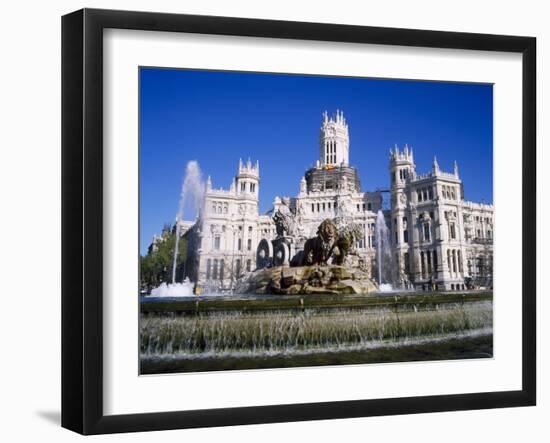 Fountain in Front of the Palacio De Comunicaciones, the Central Post Office, in Madrid, Spain-Nigel Francis-Framed Photographic Print