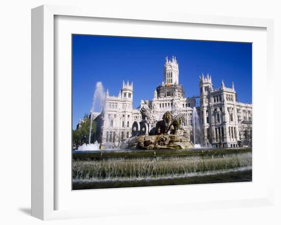 Fountain in Front of the Palacio De Comunicaciones, the Central Post Office, in Madrid, Spain-Nigel Francis-Framed Photographic Print