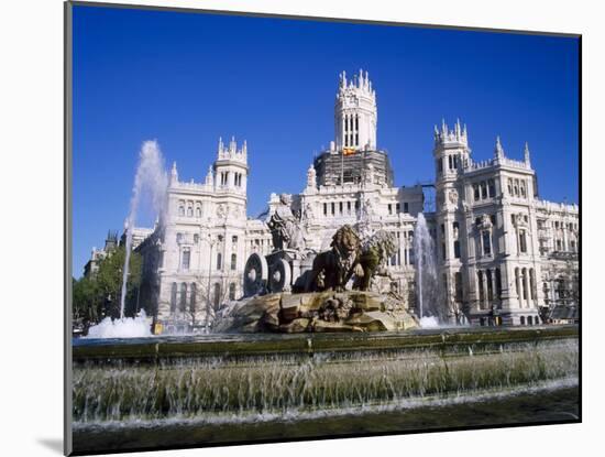 Fountain in Front of the Palacio De Comunicaciones, the Central Post Office, in Madrid, Spain-Nigel Francis-Mounted Photographic Print