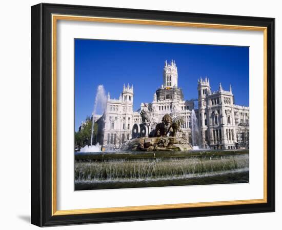 Fountain in Front of the Palacio De Comunicaciones, the Central Post Office, in Madrid, Spain-Nigel Francis-Framed Photographic Print