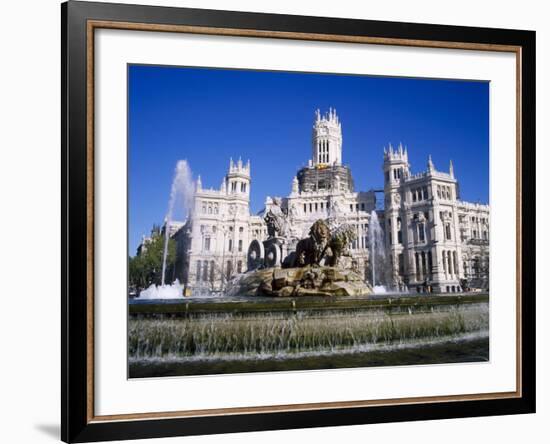 Fountain in Front of the Palacio De Comunicaciones, the Central Post Office, in Madrid, Spain-Nigel Francis-Framed Photographic Print