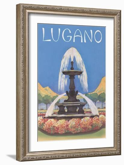 Fountain in Lugano-null-Framed Art Print