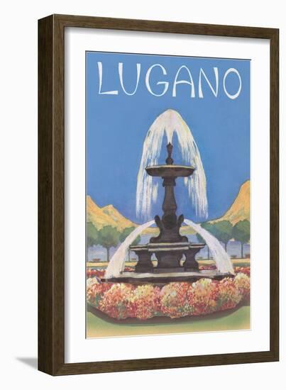 Fountain in Lugano-null-Framed Art Print