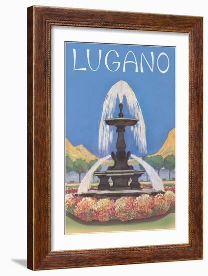 Fountain in Lugano-null-Framed Art Print