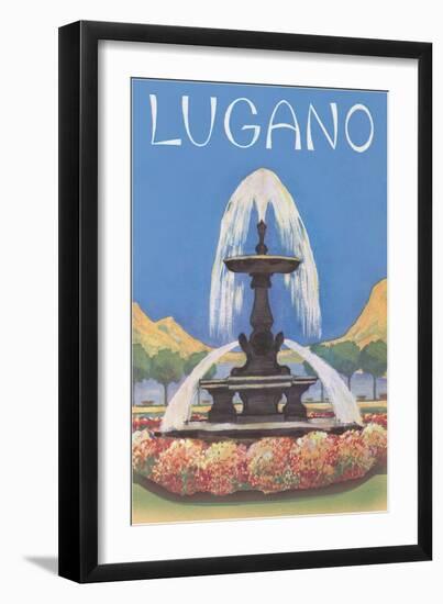 Fountain in Lugano-null-Framed Art Print