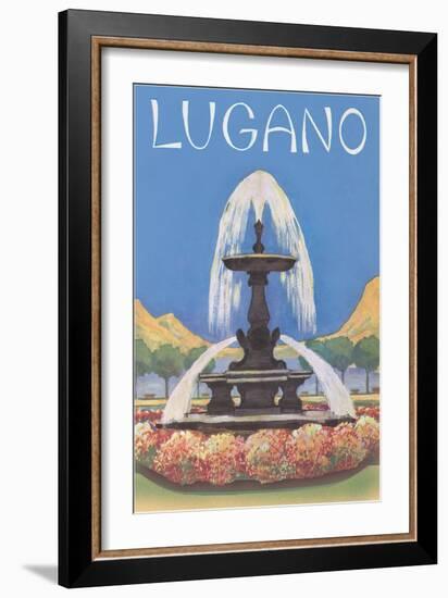 Fountain in Lugano-null-Framed Art Print