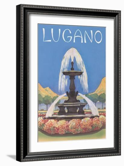 Fountain in Lugano-null-Framed Art Print