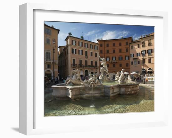 Fountain in Piazza Navona, Rome, Lazio, Italy, Europe-Angelo Cavalli-Framed Photographic Print