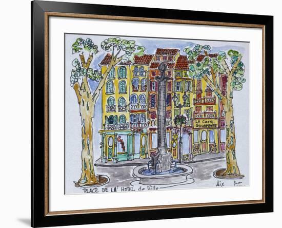 Fountain in Place de L'Hotel de Ville, Aix en Provence, France.-Richard Lawrence-Framed Photographic Print