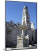 Fountain in Plaza San Francisco, with Convent and Church of San Francisco De Asis, Havana, Cuba-John Harden-Mounted Photographic Print