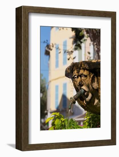 Fountain in the Form of a Man in Cassis Old Town, Cassis, Provence, France, Europe-Martin Child-Framed Photographic Print