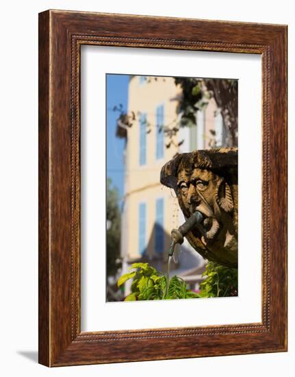 Fountain in the Form of a Man in Cassis Old Town, Cassis, Provence, France, Europe-Martin Child-Framed Photographic Print