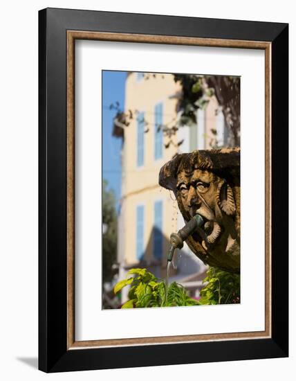 Fountain in the Form of a Man in Cassis Old Town, Cassis, Provence, France, Europe-Martin Child-Framed Photographic Print