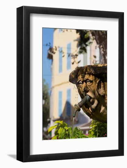 Fountain in the Form of a Man in Cassis Old Town, Cassis, Provence, France, Europe-Martin Child-Framed Photographic Print