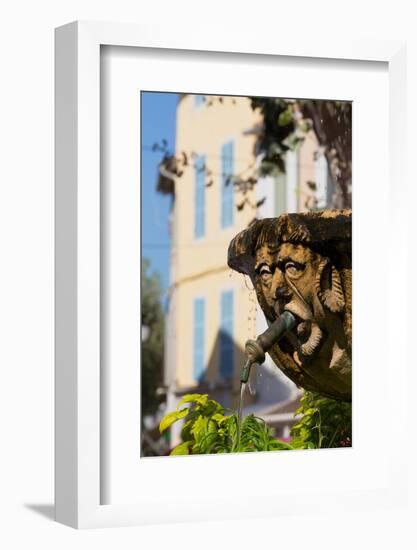 Fountain in the Form of a Man in Cassis Old Town, Cassis, Provence, France, Europe-Martin Child-Framed Photographic Print