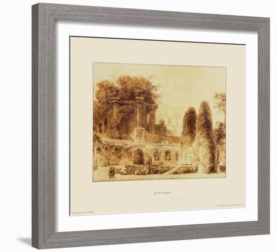 Fountain in the Garden of the Villa d'Este-Jean-Honoré Fragonard-Framed Art Print