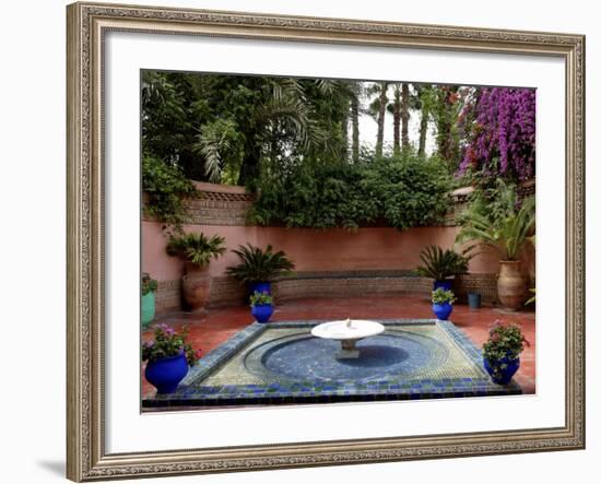 Fountain in the Majorelle Garden, Restored by the Couturier Yves Saint-Laurent, Marrakesh, Morocco-De Mann Jean-Pierre-Framed Photographic Print