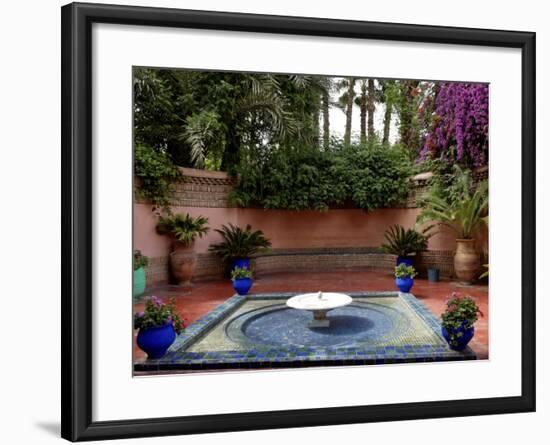 Fountain in the Majorelle Garden, Restored by the Couturier Yves Saint-Laurent, Marrakesh, Morocco-De Mann Jean-Pierre-Framed Photographic Print