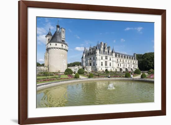 Fountain in the park of Chenonceau castle, UNESCO World Heritage Site, Chenonceaux, Indre-et-Loire,-Francesco Vaninetti-Framed Photographic Print