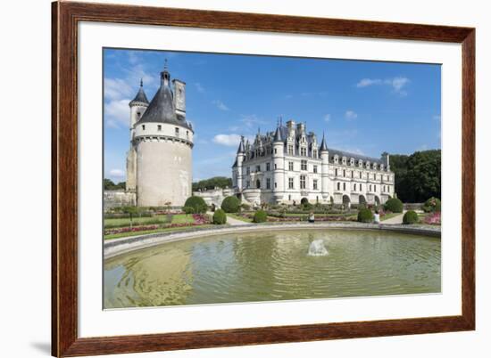 Fountain in the park of Chenonceau castle, UNESCO World Heritage Site, Chenonceaux, Indre-et-Loire,-Francesco Vaninetti-Framed Photographic Print