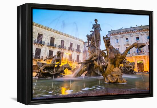 Fountain of Artemis in Archimedes Square (Piazza Archimede) at Night-Matthew Williams-Ellis-Framed Premier Image Canvas