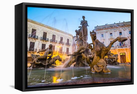 Fountain of Artemis in Archimedes Square (Piazza Archimede) at Night-Matthew Williams-Ellis-Framed Premier Image Canvas