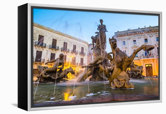 Fountain of Artemis in Archimedes Square (Piazza Archimede) at Night-Matthew Williams-Ellis-Framed Premier Image Canvas