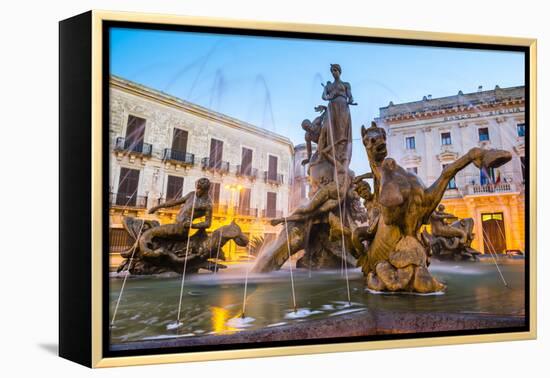 Fountain of Artemis in Archimedes Square (Piazza Archimede) at Night-Matthew Williams-Ellis-Framed Premier Image Canvas