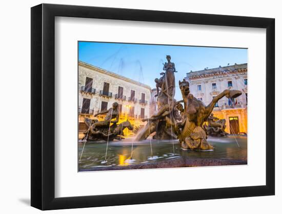 Fountain of Artemis in Archimedes Square (Piazza Archimede) at Night-Matthew Williams-Ellis-Framed Photographic Print