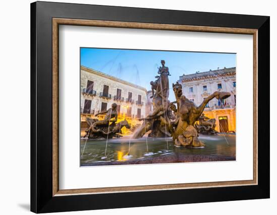 Fountain of Artemis in Archimedes Square (Piazza Archimede) at Night-Matthew Williams-Ellis-Framed Photographic Print