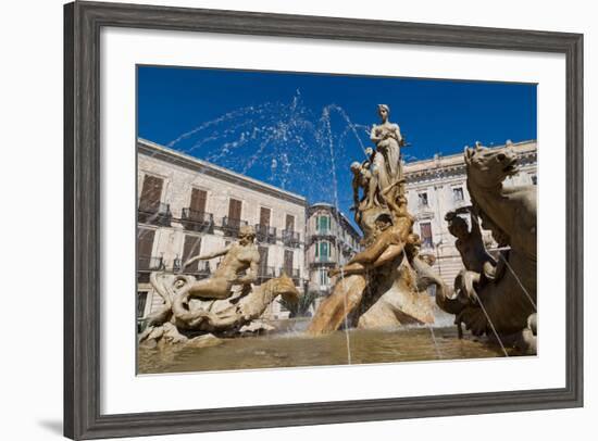 Fountain of Diana on the Tiny Island of Ortygia, UNESCO World Heritage Site, Syracuse-Martin Child-Framed Photographic Print
