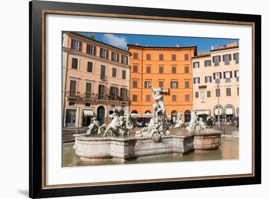 Fountain of Neptune, Piazza Navona, Rome, Lazio, Italy, Europe-Carlo Morucchio-Framed Photographic Print