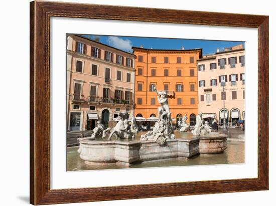 Fountain of Neptune, Piazza Navona, Rome, Lazio, Italy, Europe-Carlo Morucchio-Framed Photographic Print