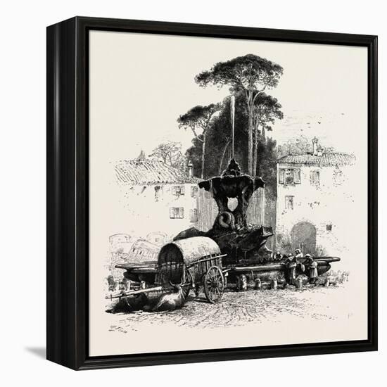 Fountain of Neptune, Rome and its Environs, Italy, 19th Century-null-Framed Premier Image Canvas