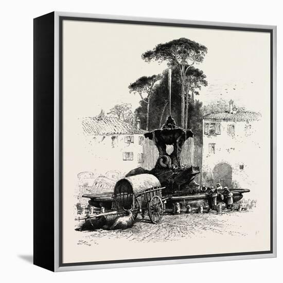 Fountain of Neptune, Rome and its Environs, Italy, 19th Century-null-Framed Premier Image Canvas