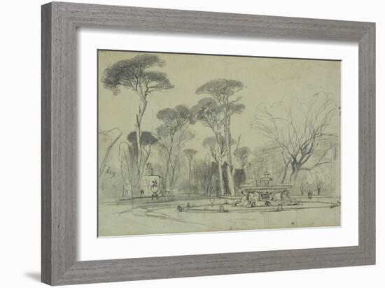 Fountain of the Sea-Horses in the Garden of the Villa Borghese, Rome-Edward Lear-Framed Giclee Print