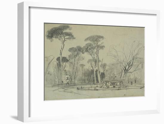 Fountain of the Sea-Horses in the Garden of the Villa Borghese, Rome-Edward Lear-Framed Giclee Print