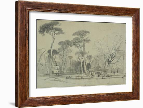 Fountain of the Sea-Horses in the Garden of the Villa Borghese, Rome-Edward Lear-Framed Giclee Print